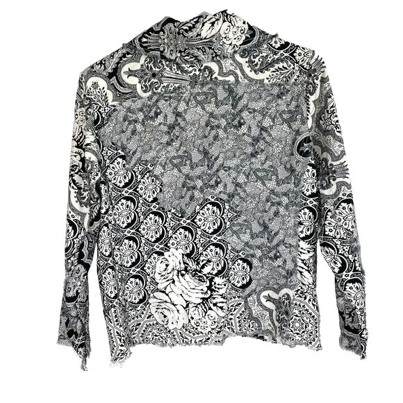 Citron Santa Monica Jacket PM Petite Floral Raw Seam Silk Linen Button Closure - Picture 4 of 6